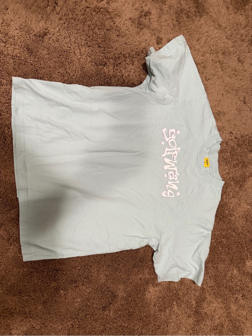 Golfwang Light Blue Graphic Tee with Pink Script